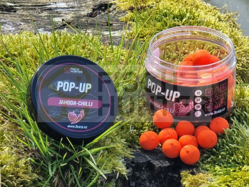 Boilies POP – UP Jahoda & Chilli - Velikost: 10 mm