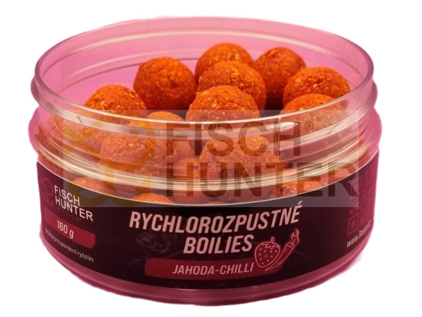 Rychlorozpustné boilies JAHODA & CHILLI - Velikost: 20 mm, Balení: 160 g