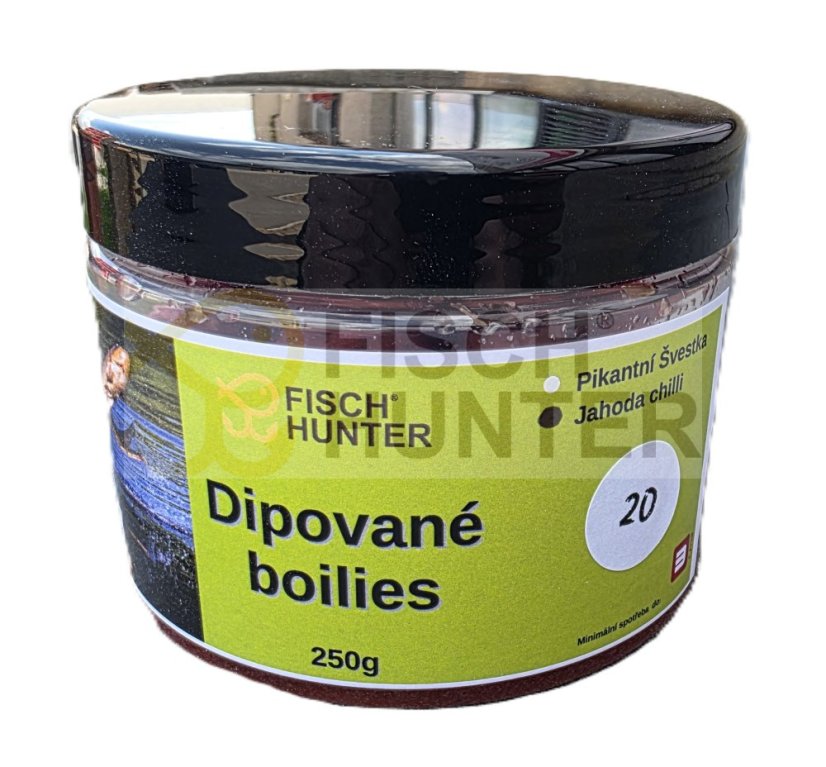 Dipované boilies Jahoda & Chilli - Velikost: 24 mm, Balení: 250 g
