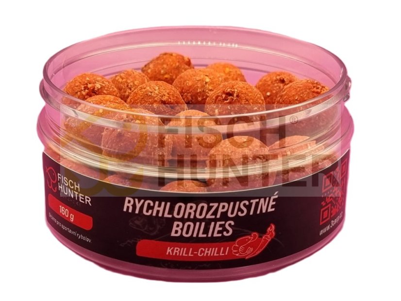 Rychlorozpustné boilies KRILL & CHILLI - Velikost: 20 mm, Balení: 160 g